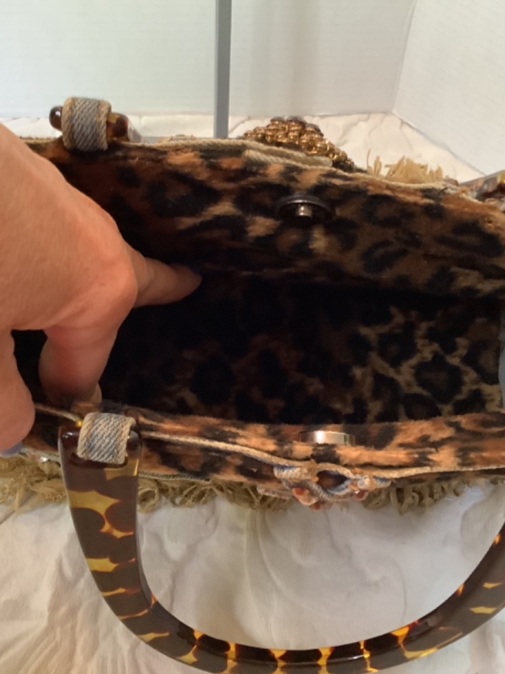 EUC Boutique blue jean denim hand purse bling animal - Picture 8 of 12